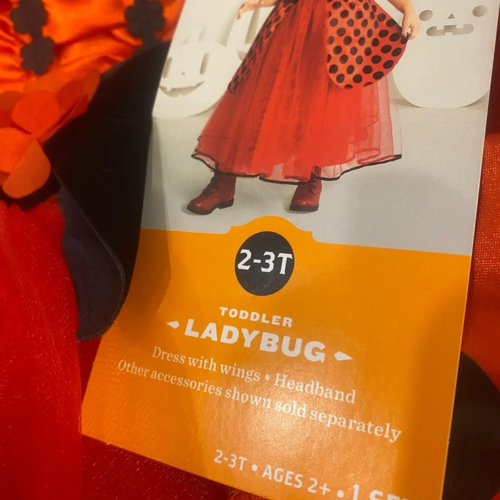 Toddler Red Ladybug Costume Dress with Black Polka Dots